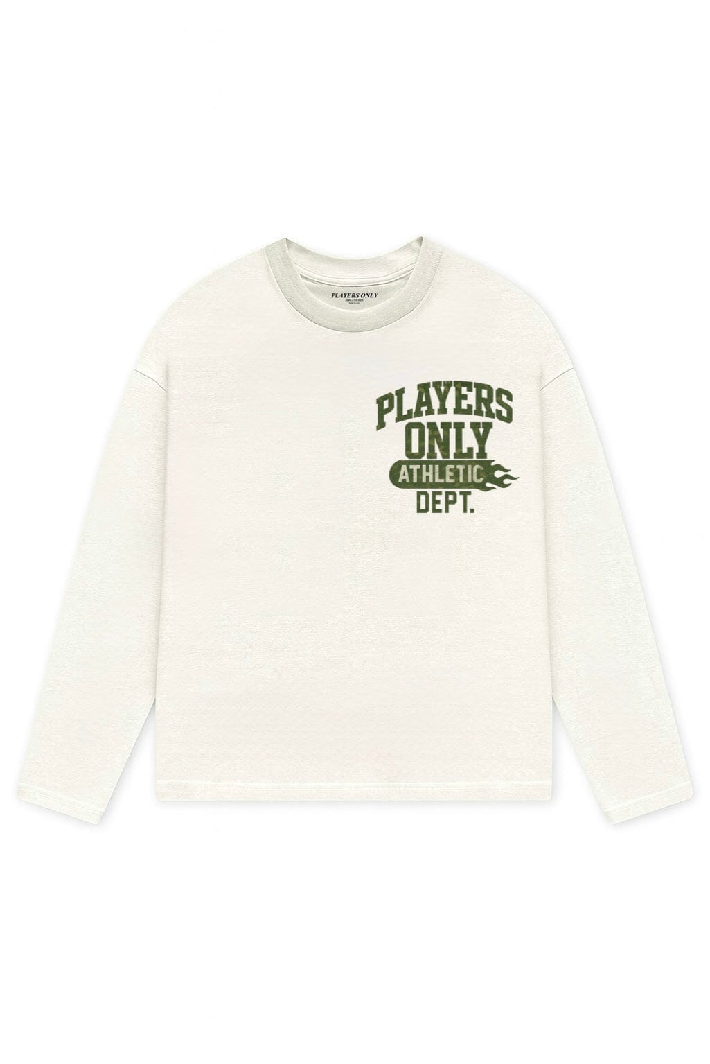 PLAYERS ONLY ECRU CAMO PRINT ATHLETIC DEPT LONG SLEEVE — Small — Front View
