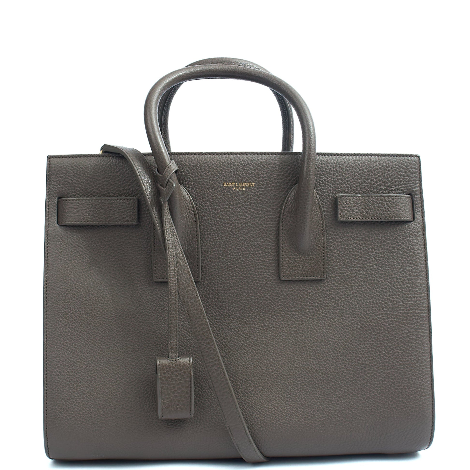 Saint Laurent Tote Sac de Jour in Taupe, Calfskin Leather — Front View