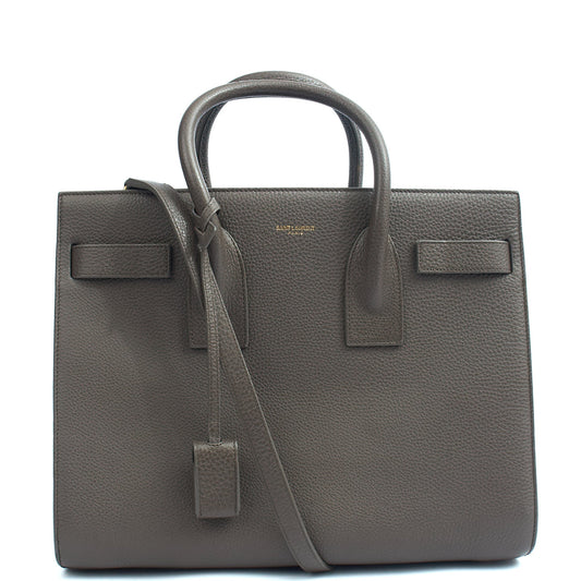 Saint Laurent Tote Sac de Jour in Taupe, Calfskin Leather — Front View