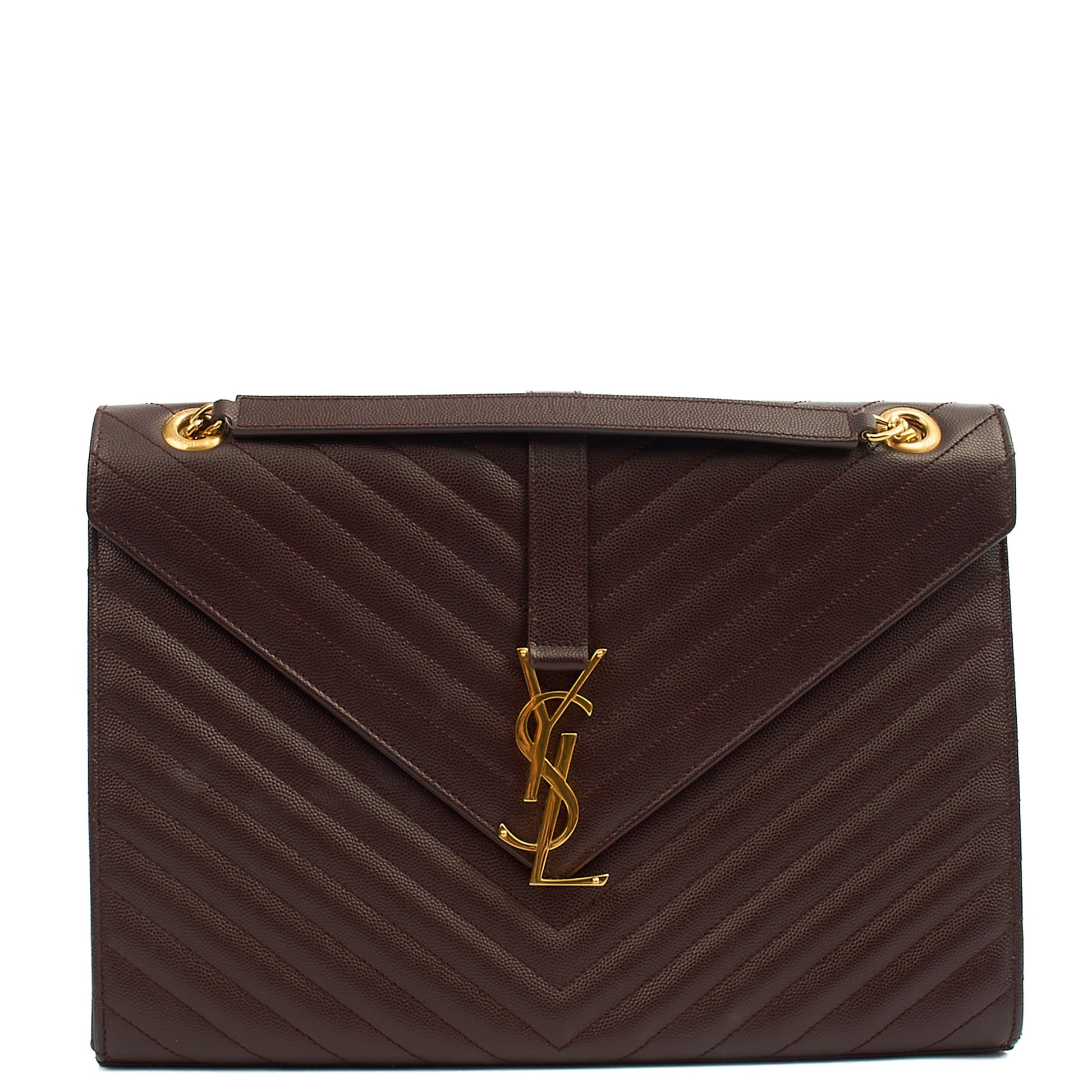 Saint Laurent Shoulder Bag Envelope - Large in Purple, Leather — Front View