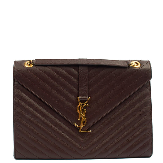 Saint Laurent Shoulder Bag Envelope - Large in Purple, Leather — Front View