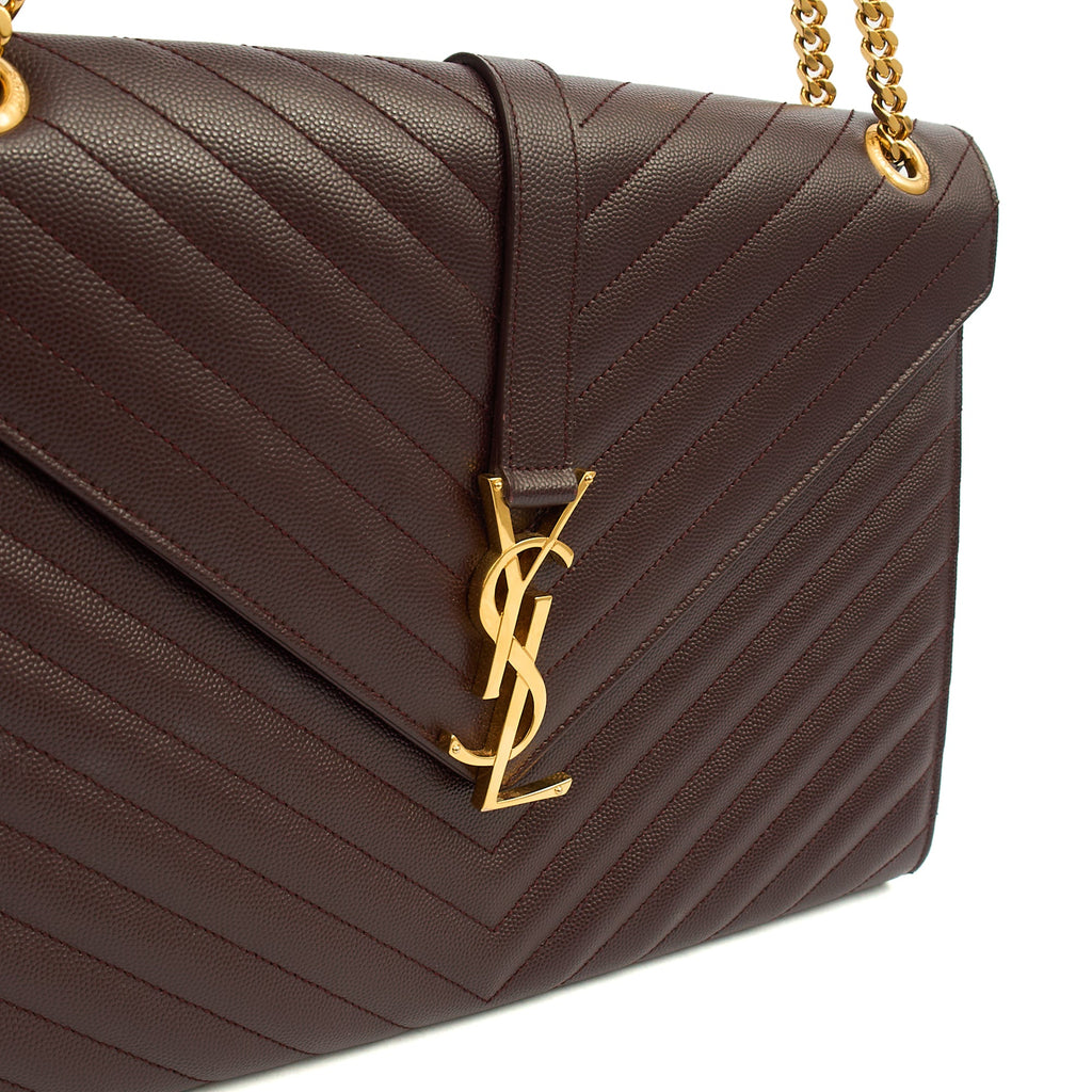 Saint Laurent Shoulder Bag Envelope - Large in Purple, Leather — Side View