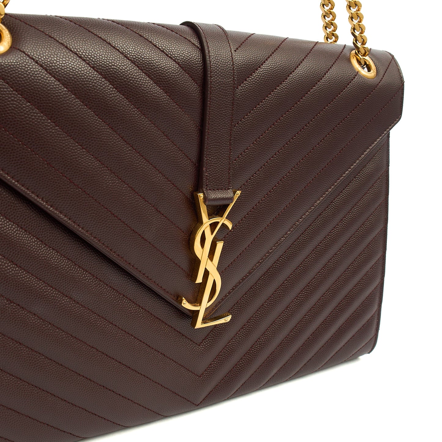 Saint Laurent Shoulder Bag Envelope - Large in Purple, Leather — Side View