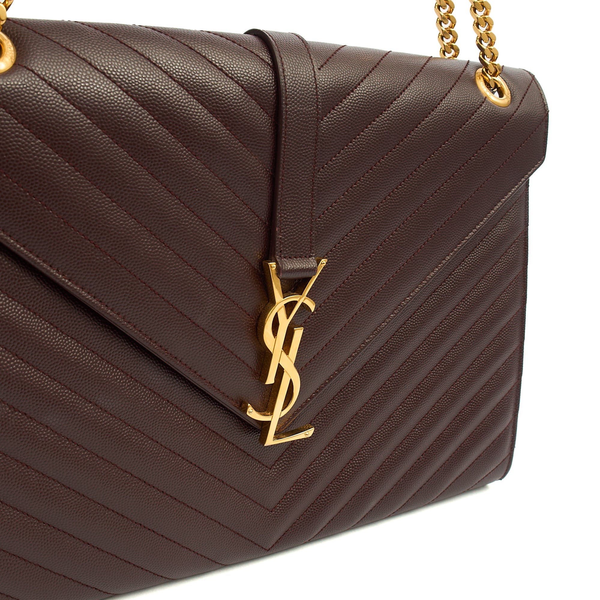 Saint Laurent Shoulder Bag Envelope - Large in Purple, Leather — Side View