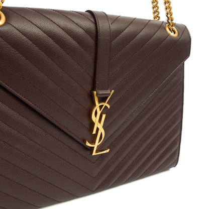 Saint Laurent Shoulder Bag Envelope - Large in Purple, Leather — Side View