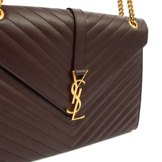 Saint Laurent Shoulder Bag Envelope - Large in Purple, Leather — Side View
