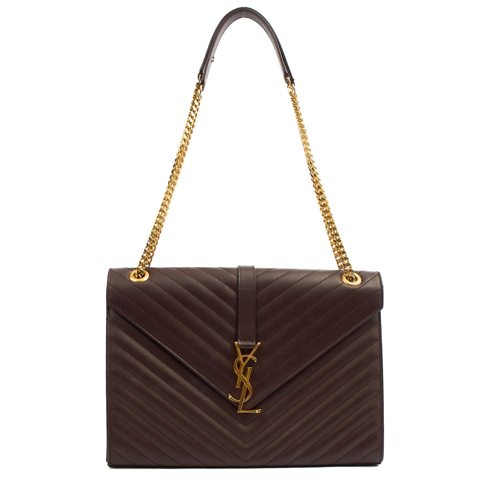 Saint Laurent Shoulder Bag Envelope - Large in Purple, Leather — Back View