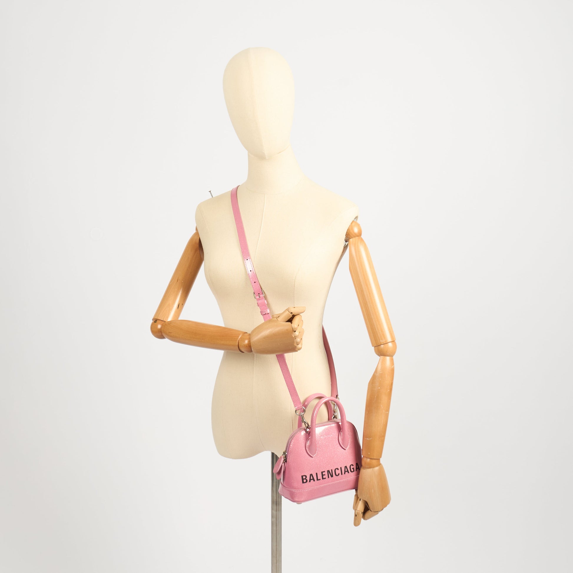 Balenciaga Cross Body Ville Top Handle XXS in Pink, Patent Leather — Alternate View 9