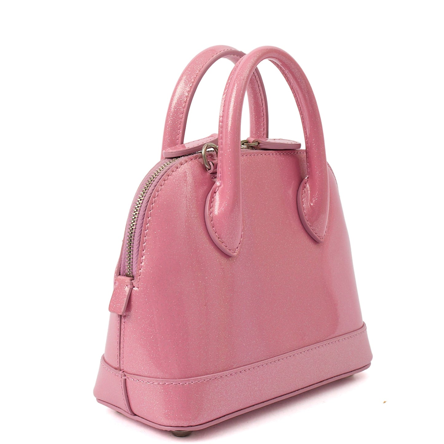 Balenciaga Cross Body Ville Top Handle XXS in Pink, Patent Leather — Back View