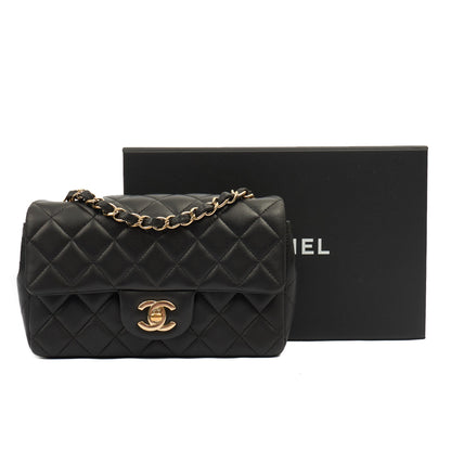 Chanel Cross Body Classic - Mini (Rectangular) in Black, Lambskin Leather — Alternate View 12