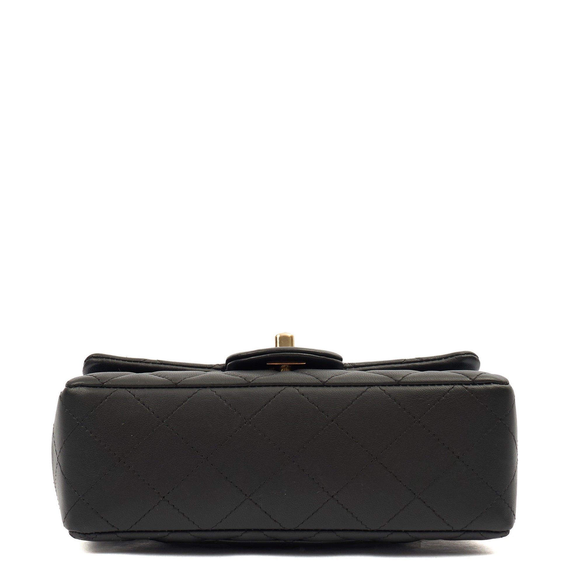 Chanel Cross Body Classic - Mini (Rectangular) in Black, Lambskin Leather — Detail View