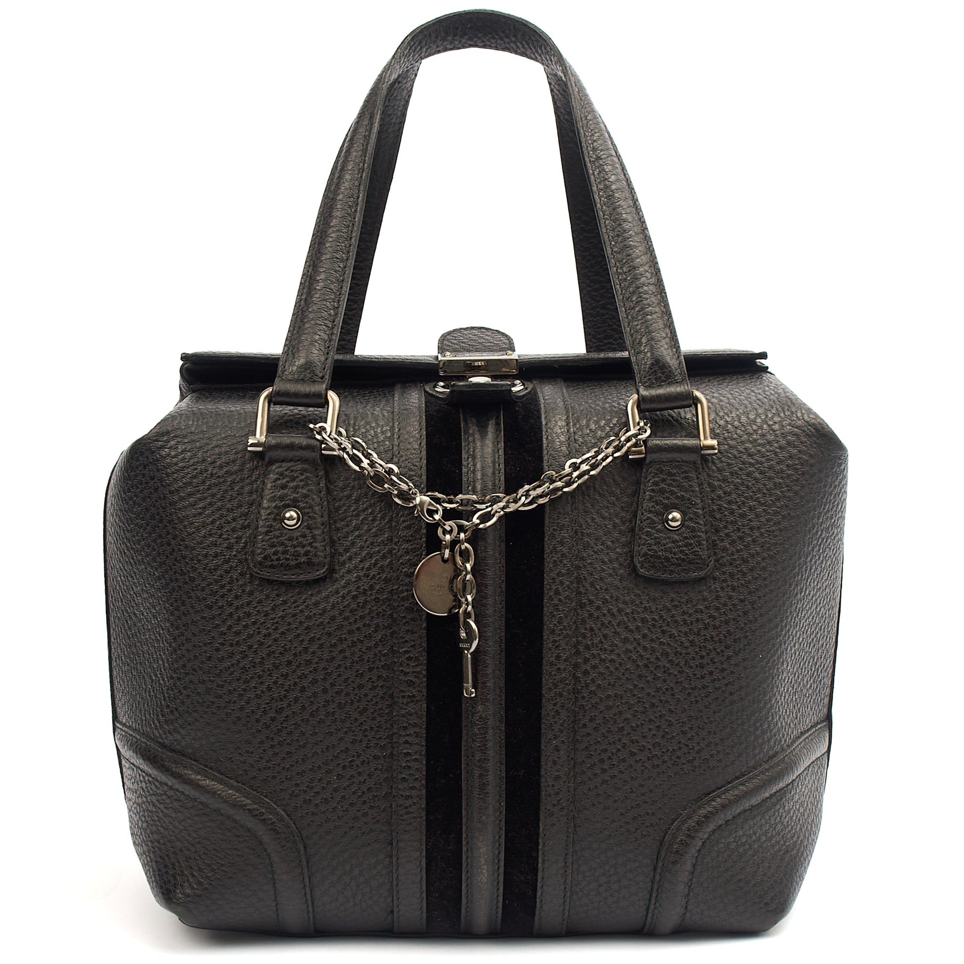 Gucci Tote Supreme Cherry Bag in Black, Leather — Front View