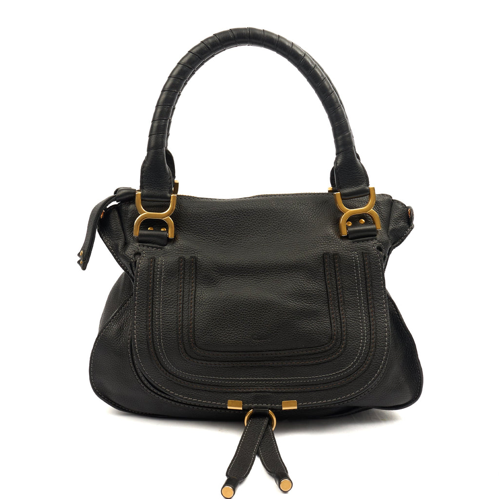 Chloe Tote Paraty - Medium  in Black, Calfskin Leather — Front View