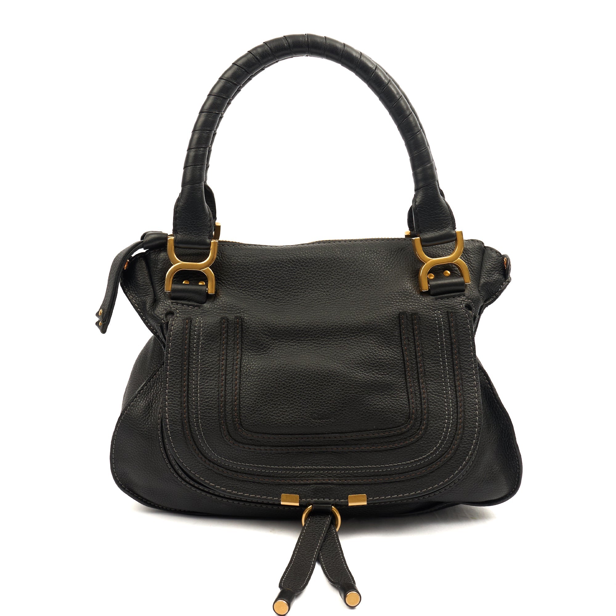Chloe Tote Paraty - Medium  in Black, Calfskin Leather — Front View
