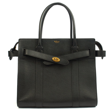 Mulberry Tote Zipped Bayswater in Black, Calfskin Leather — Front View