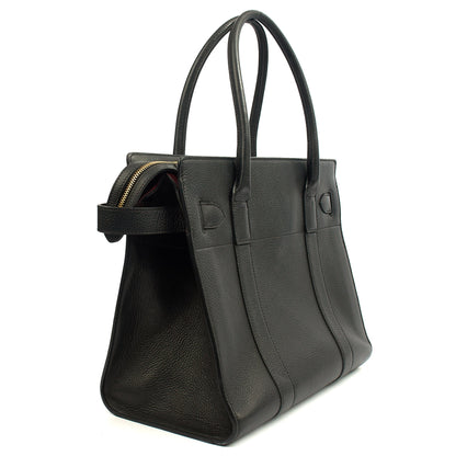 Mulberry Tote Zipped Bayswater in Black, Calfskin Leather — Back View