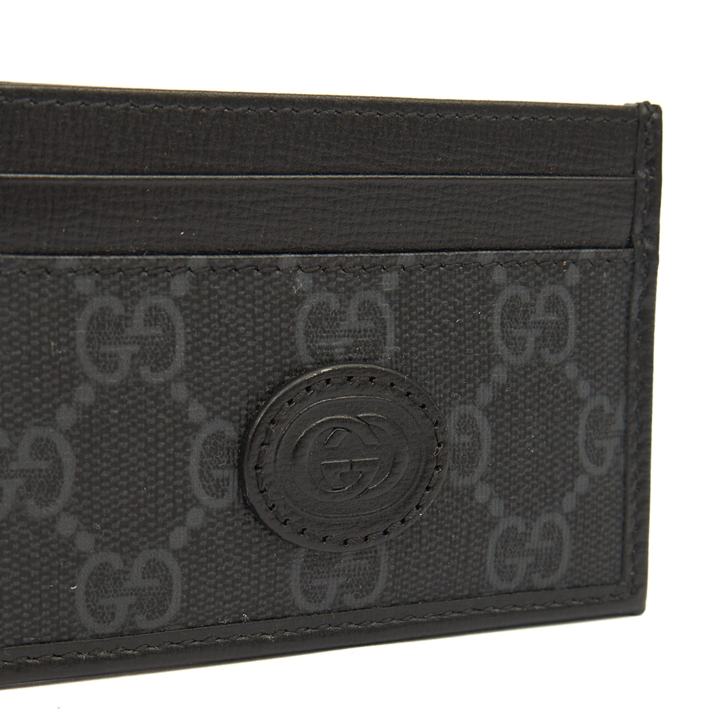 Gucci Card Holder Card Holder in Night Courrier GG Supreme, Leather — Detail View