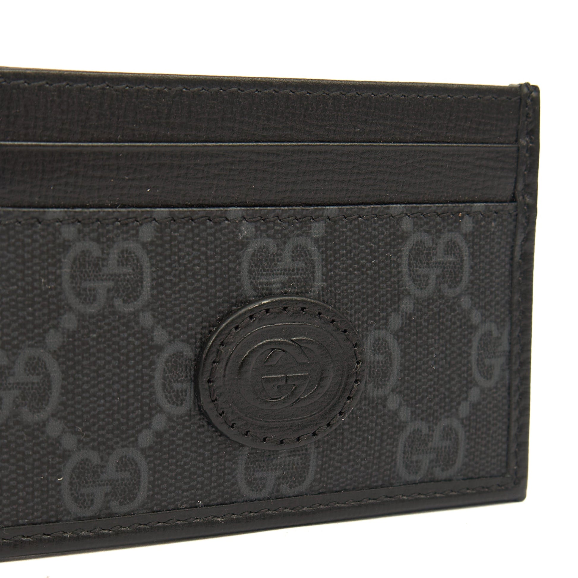 Gucci Card Holder Card Holder in Night Courrier GG Supreme, Leather — Detail View
