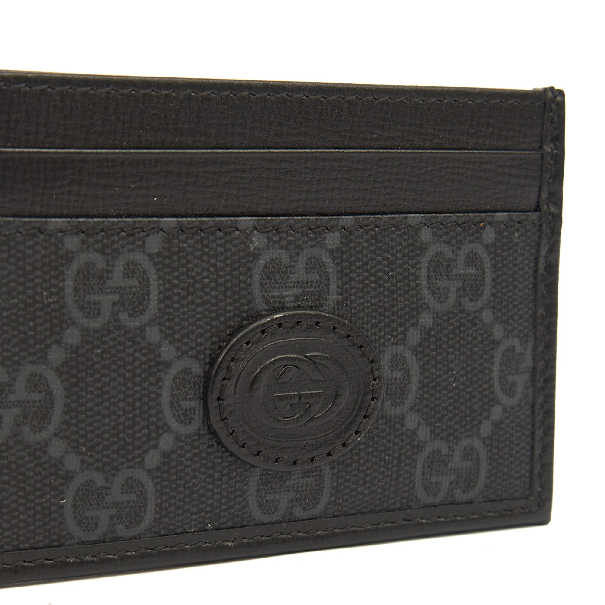 Gucci Card Holder Card Holder in Night Courrier GG Supreme, Leather — Detail View