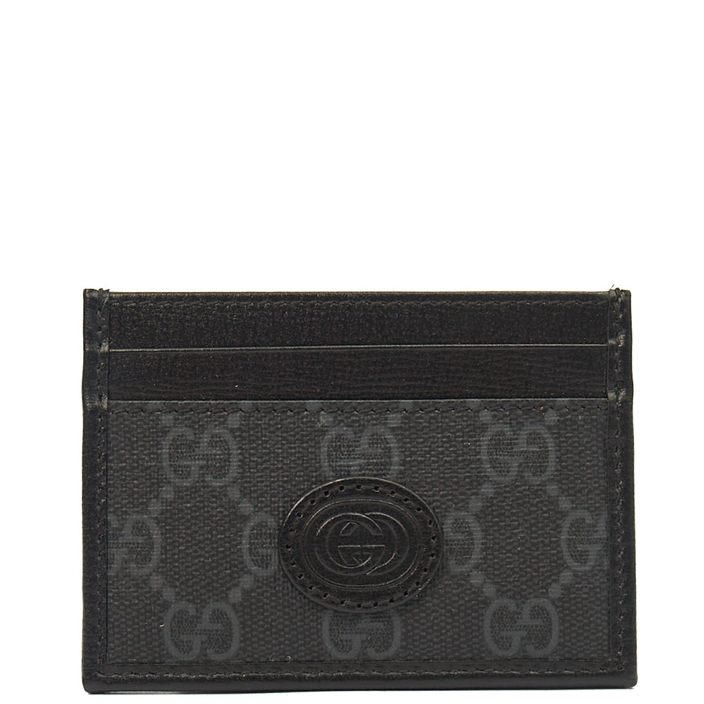 Gucci Card Holder Card Holder in Night Courrier GG Supreme, Leather — Front View