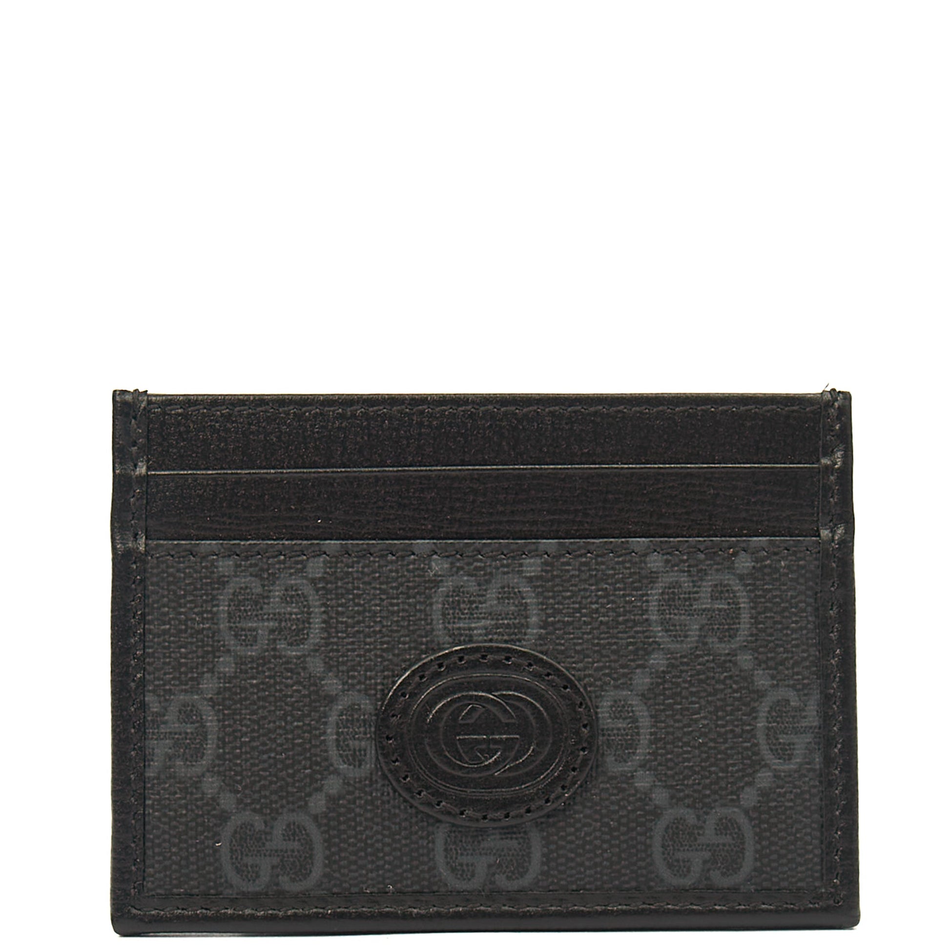 Gucci Card Holder Card Holder in Night Courrier GG Supreme, Leather — Front View