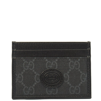 Gucci Card Holder Card Holder in Night Courrier GG Supreme, Leather — Front View