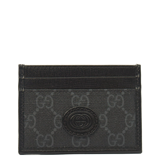 Gucci Card Holder Card Holder in Night Courrier GG Supreme, Leather — Front View