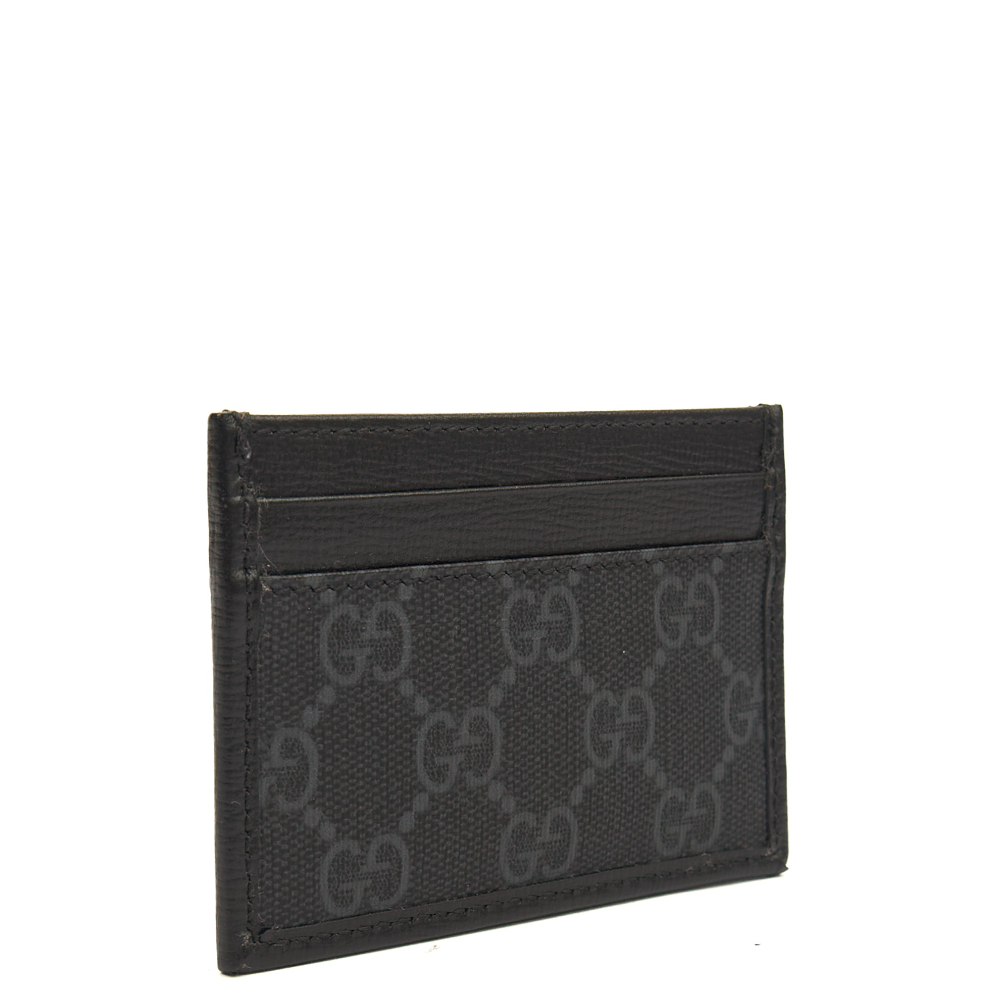 Gucci Card Holder Card Holder in Night Courrier GG Supreme, Leather — Side View