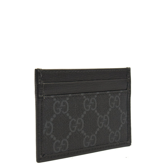 Gucci Card Holder Card Holder in Night Courrier GG Supreme, Leather — Side View