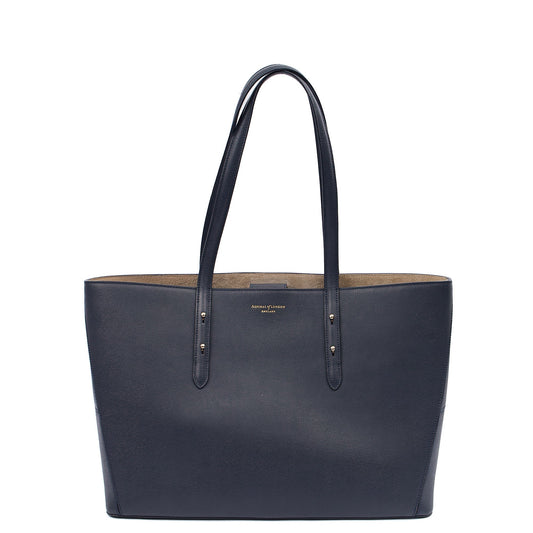Aspinal of London Tote Regent Tote in Navy, Leather — Front View