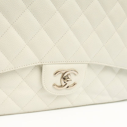 Chanel Shoulder Bag Classic - Maxi in White, Caviar Leather — Lifestyle View