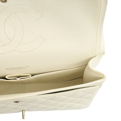 Chanel Shoulder Bag Classic - Maxi in White, Caviar Leather — Alternate View 12