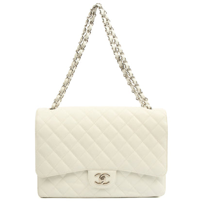 Chanel Shoulder Bag Classic - Maxi in White, Caviar Leather — Alternate View 7