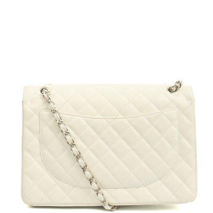 Chanel Shoulder Bag Classic - Maxi in White, Caviar Leather — Top View
