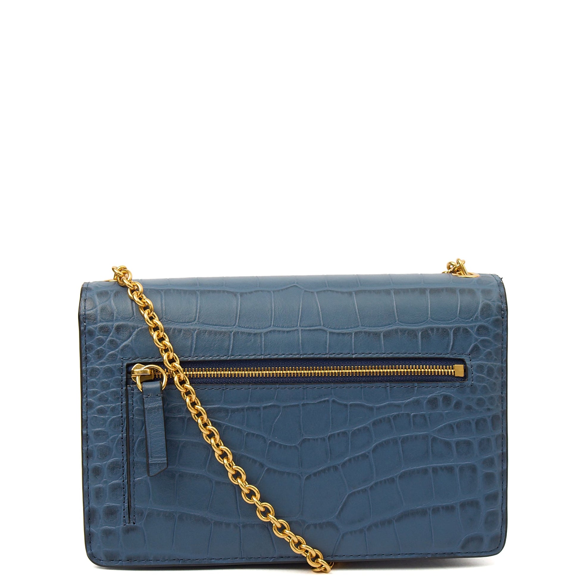 Mulberry Cross Body in Blue, Exotic Effect Leather — Back View