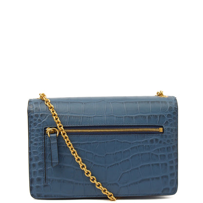 Mulberry Cross Body in Blue, Exotic Effect Leather — Back View