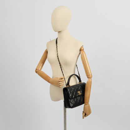 Chanel Tote Trendy CC in Black, Lambskin Leather — Side View