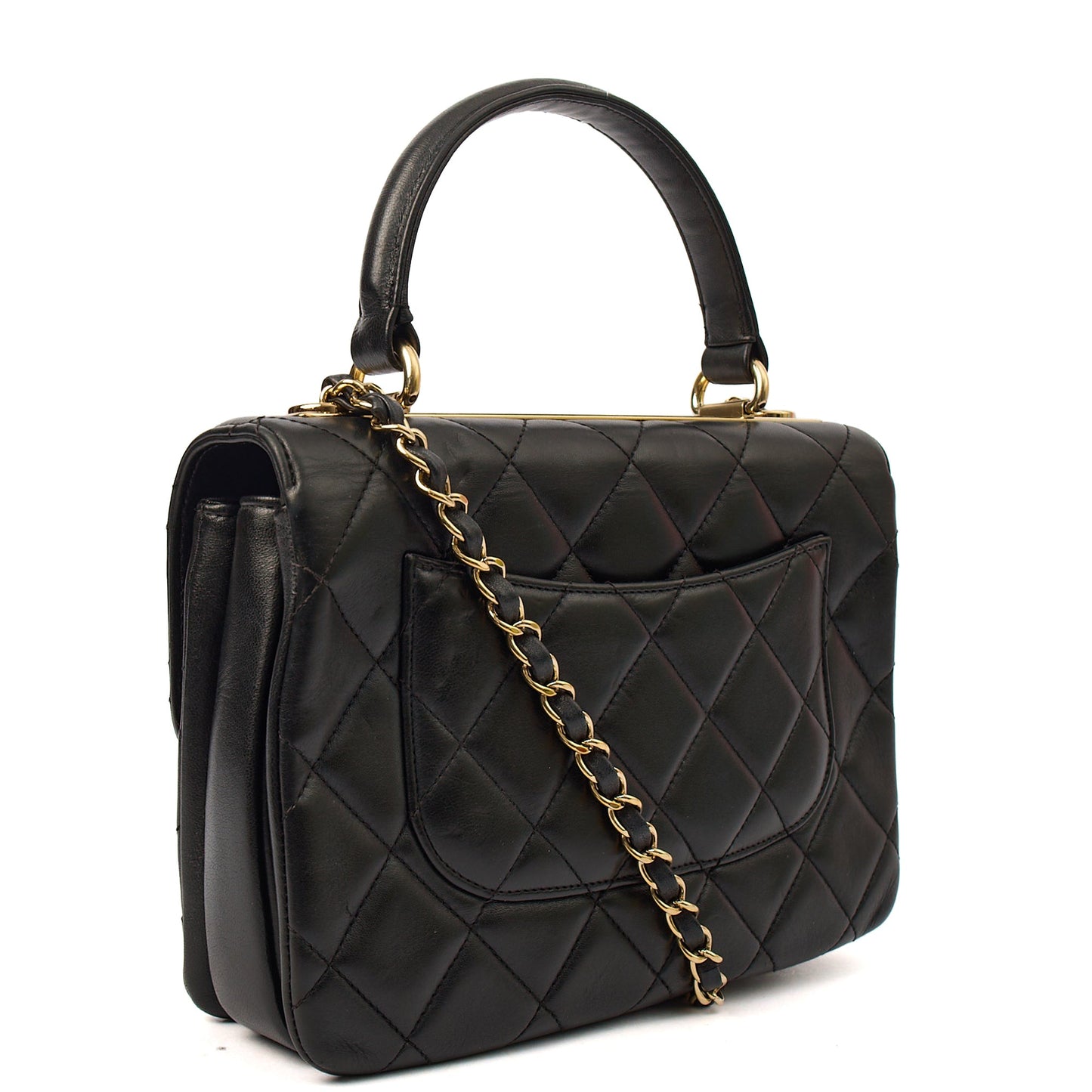 Chanel Tote Trendy CC in Black, Lambskin Leather — Back View
