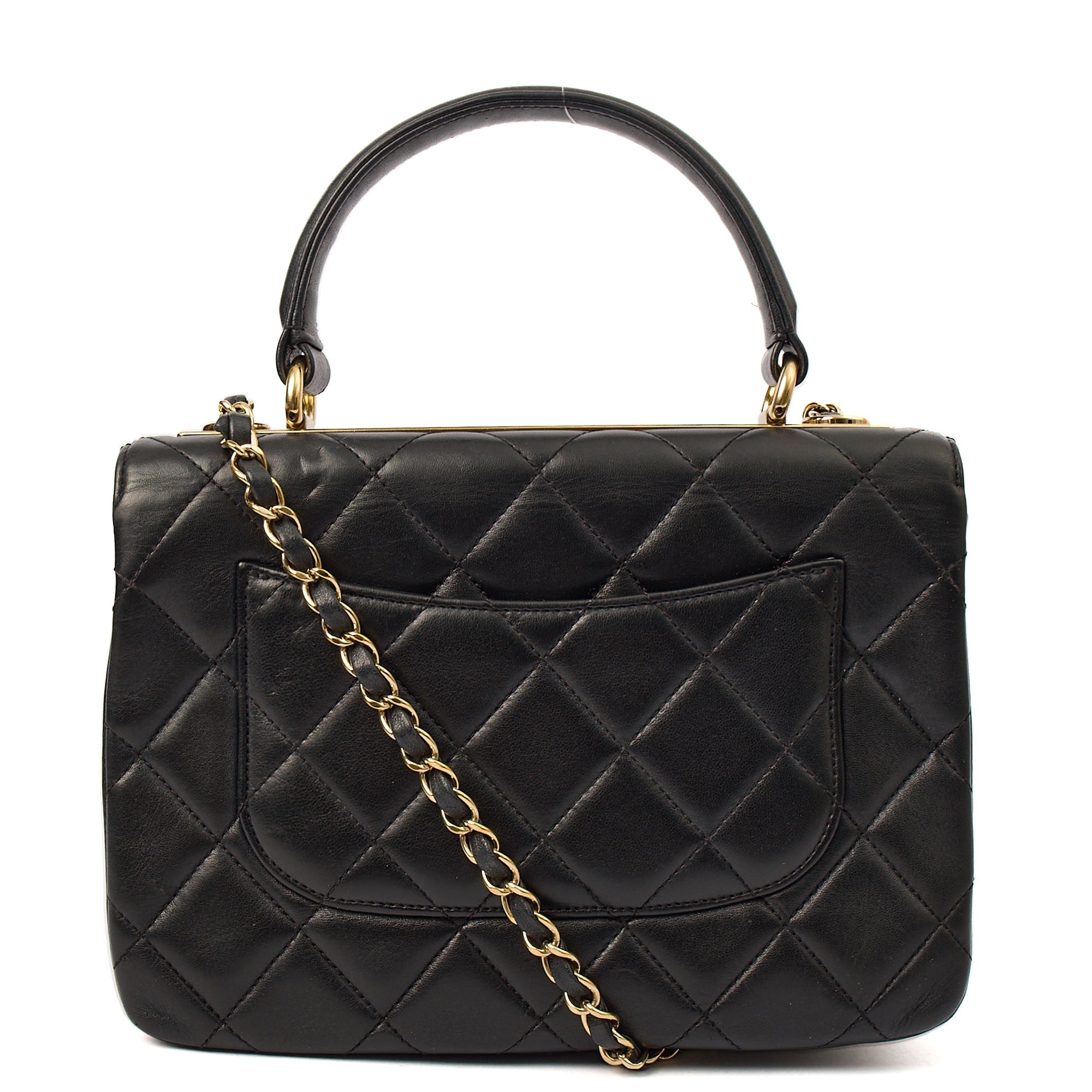 Chanel Tote Trendy CC in Black, Lambskin Leather — Top View