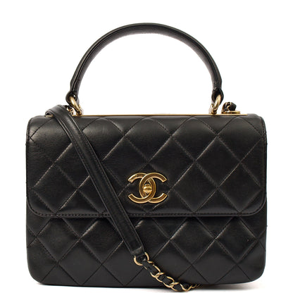 Chanel Tote Trendy CC in Black, Lambskin Leather — Front View
