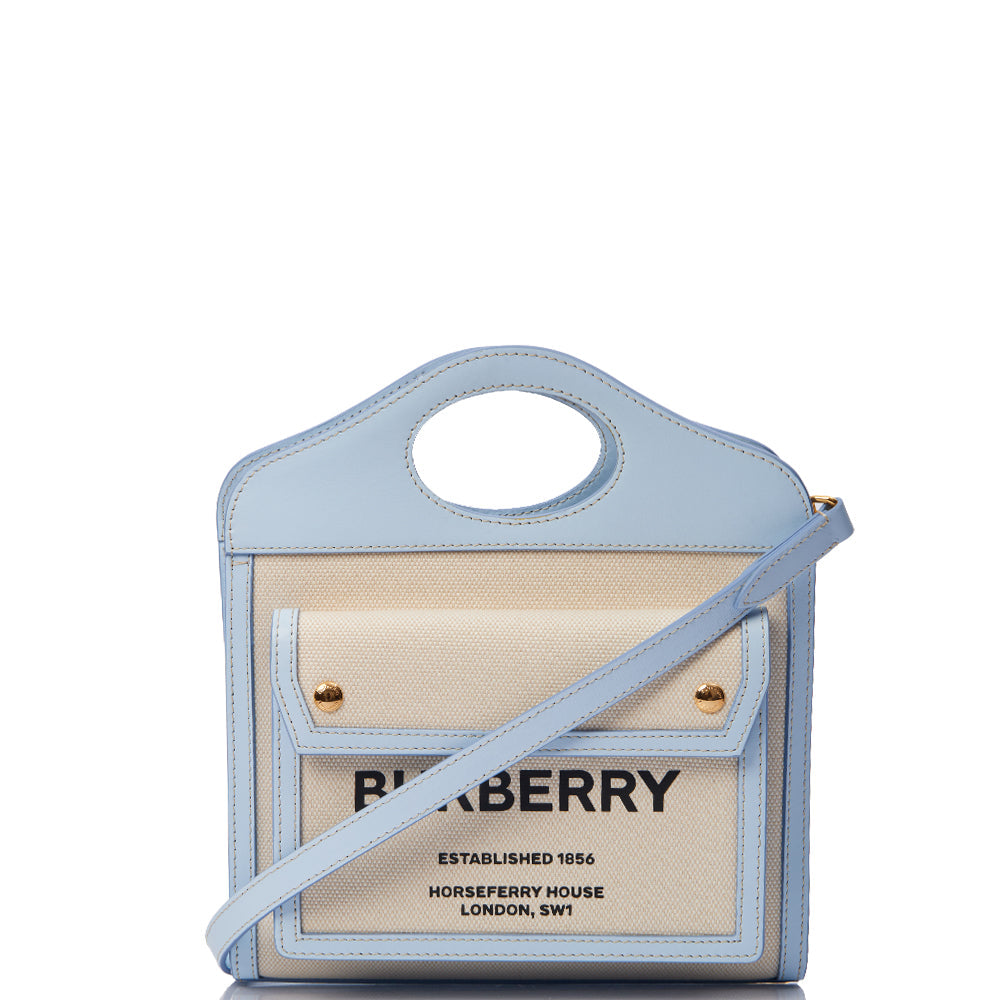 Burberry Top Handle Two-Tone Pocket Bag - Medium in Blue, Leather — Alternate View 7