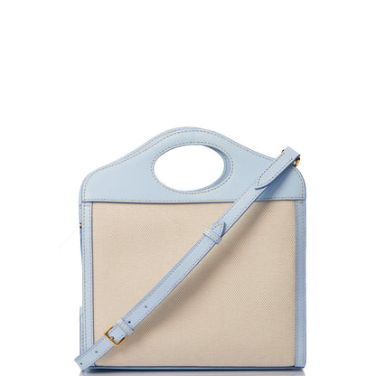 Burberry Top Handle Two-Tone Pocket Bag - Medium in Blue, Leather — Back View