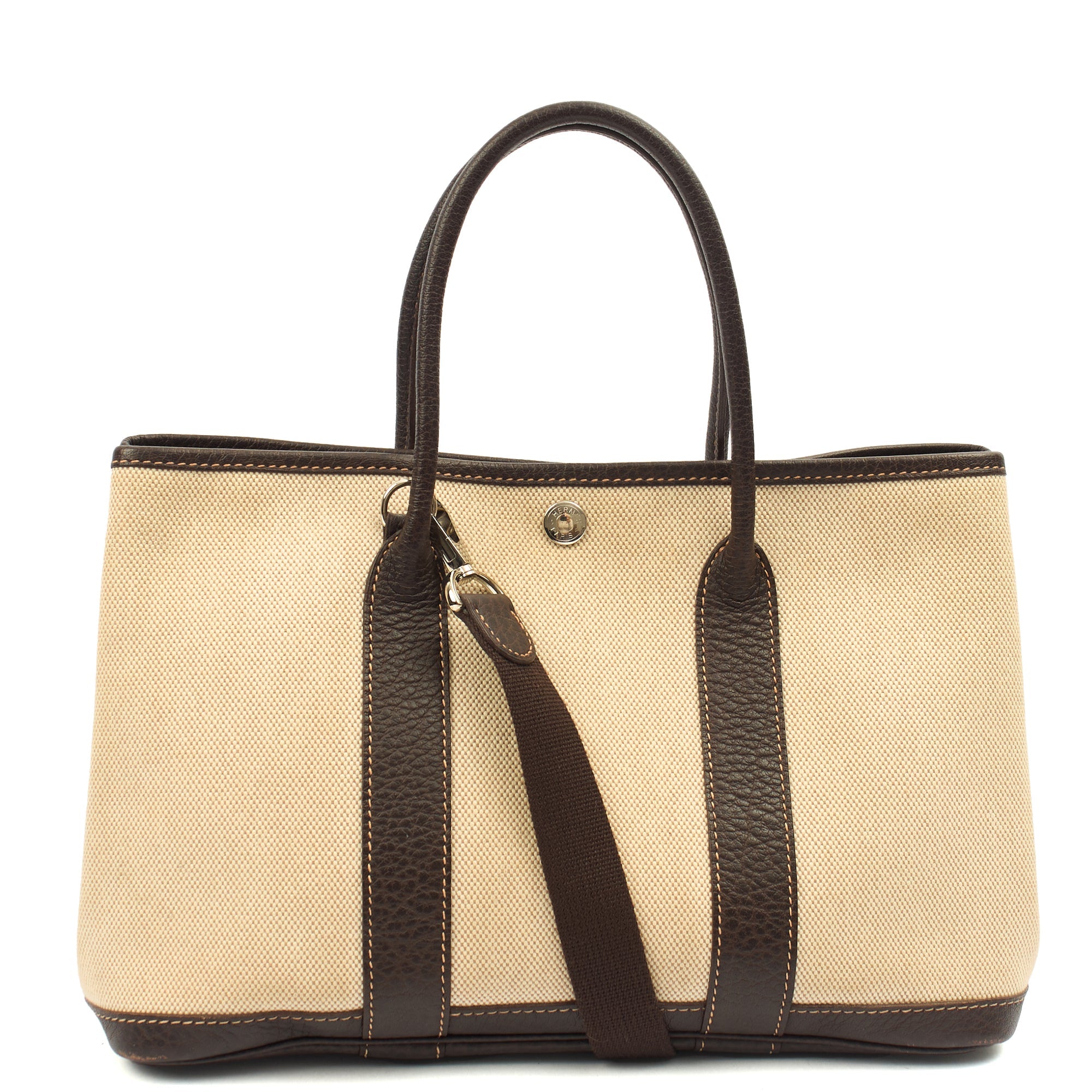 Hermes Garden Tote 30 in Brown, Canvas — Alternate View 11
