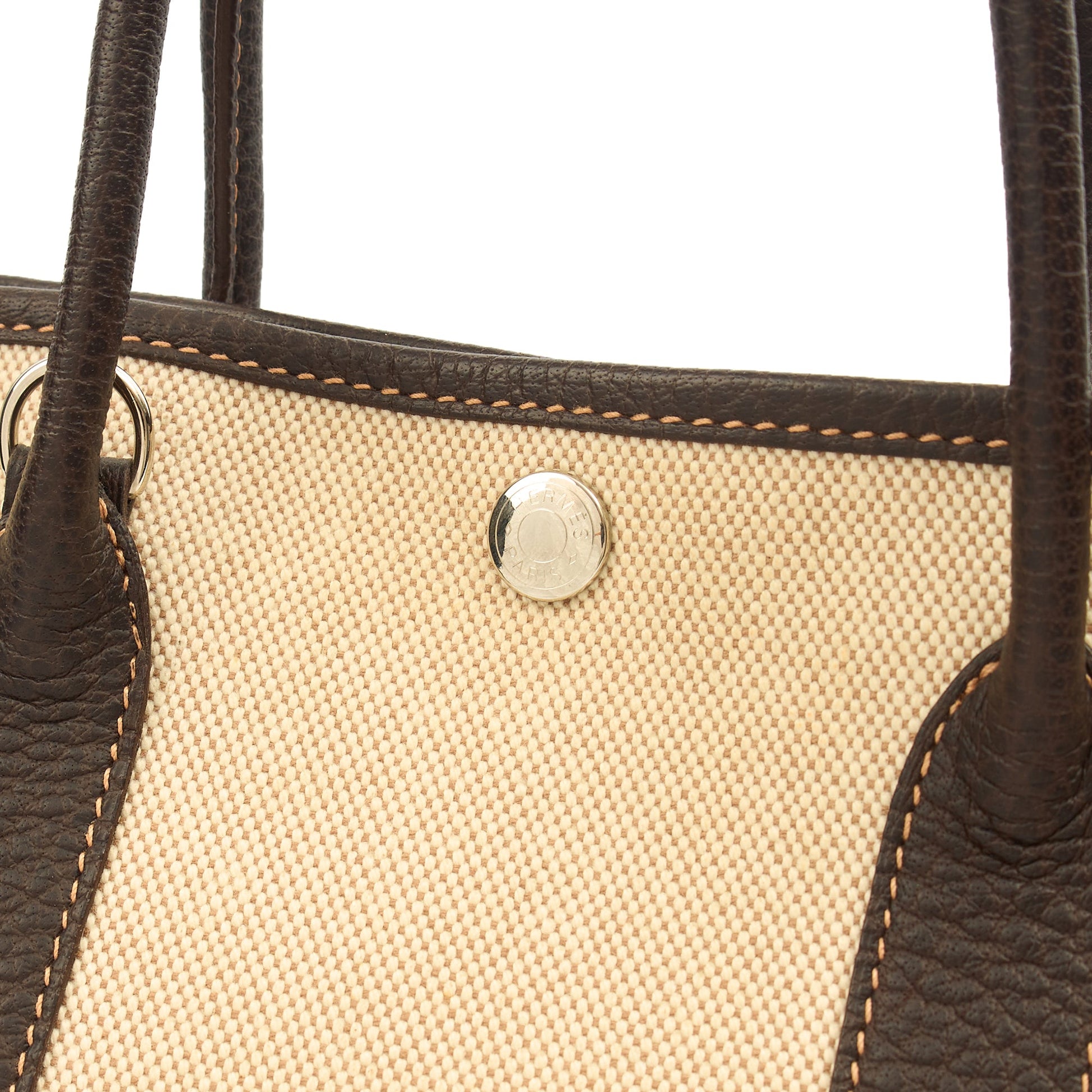 Hermes Garden Tote 30 in Brown, Canvas — Lifestyle View