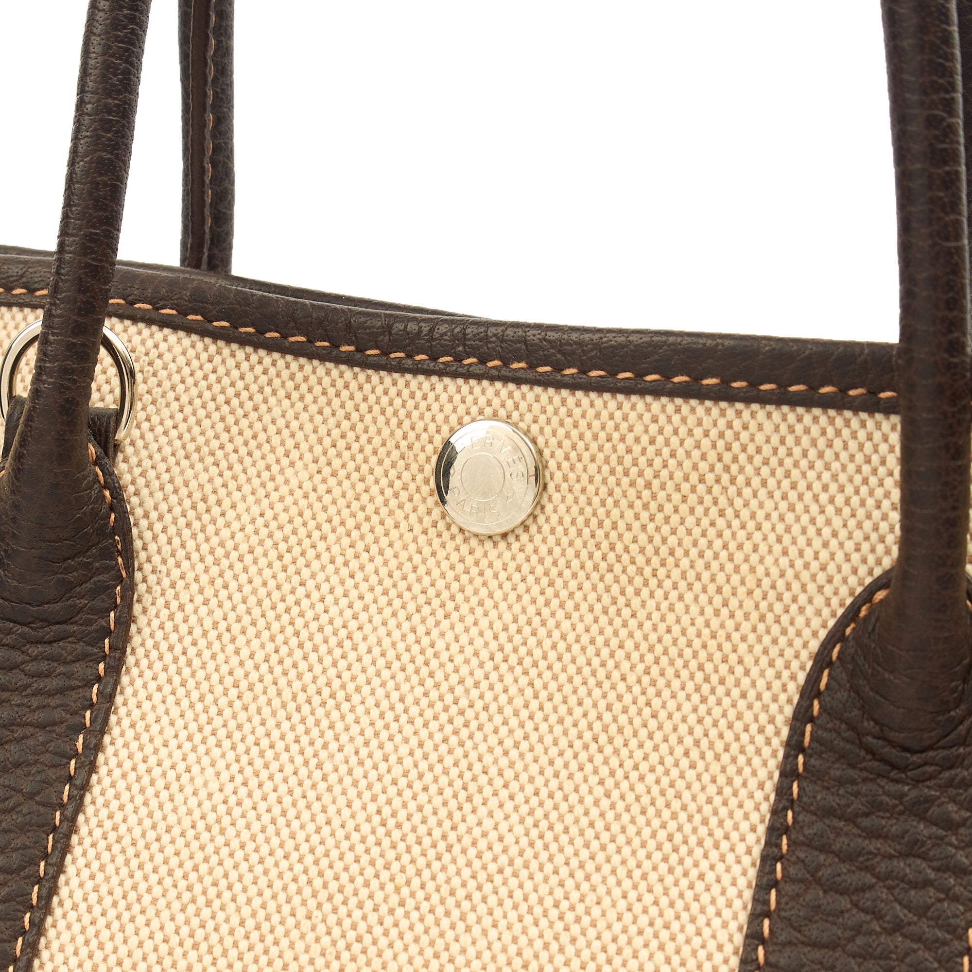 Hermes Garden Tote 30 in Brown, Canvas — Lifestyle View