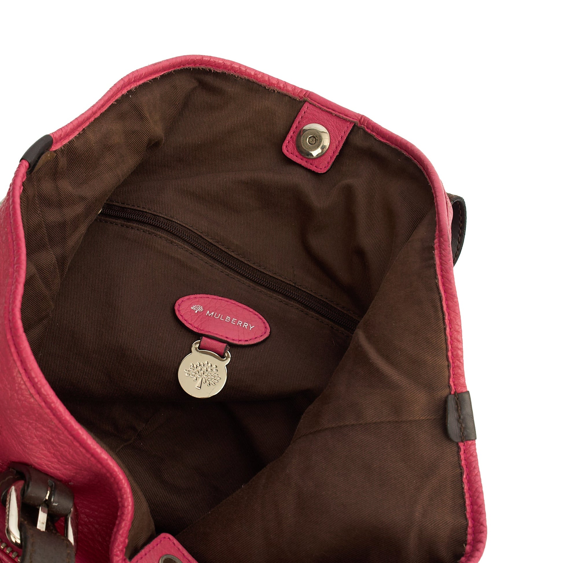 Mulberry Cross Body Mitzy Hobo in Pink, Calfskin Leather — Detail View