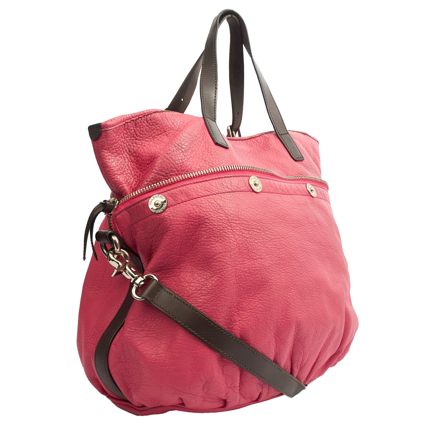Mulberry Cross Body Mitzy Hobo in Pink, Calfskin Leather — Side View