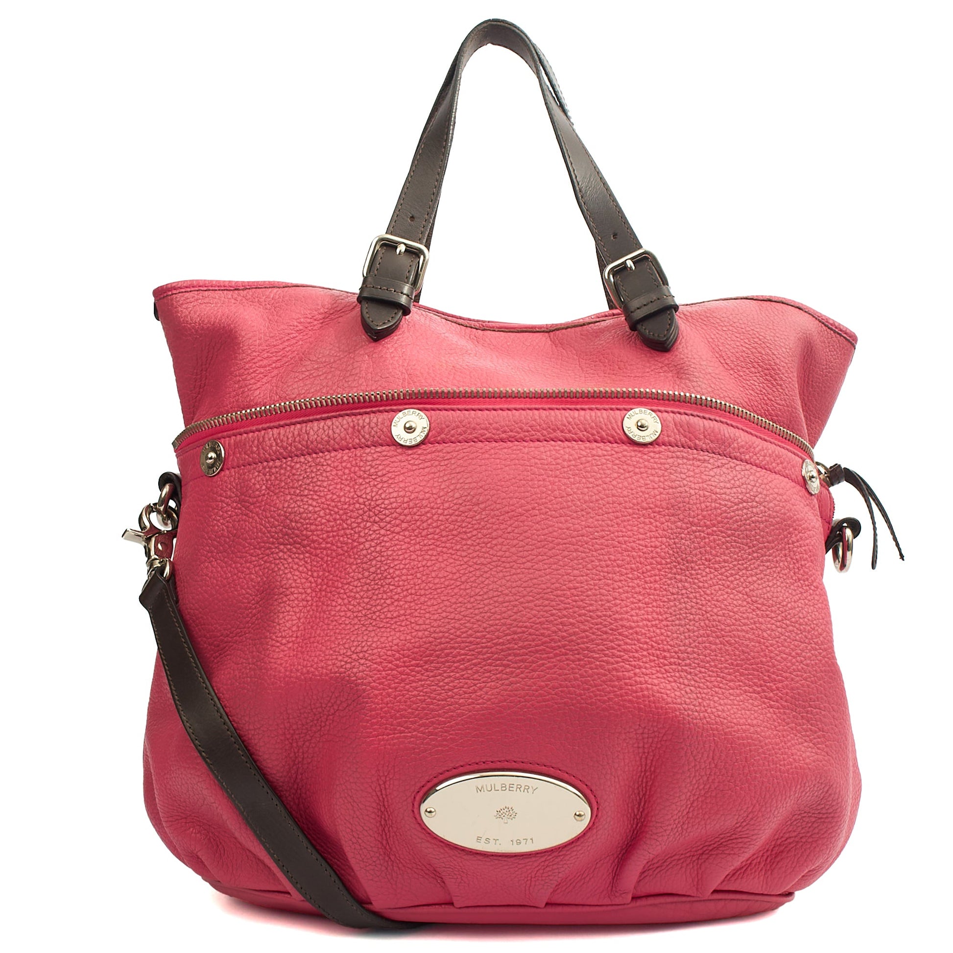 Mulberry Cross Body Mitzy Hobo in Pink, Calfskin Leather — Front View