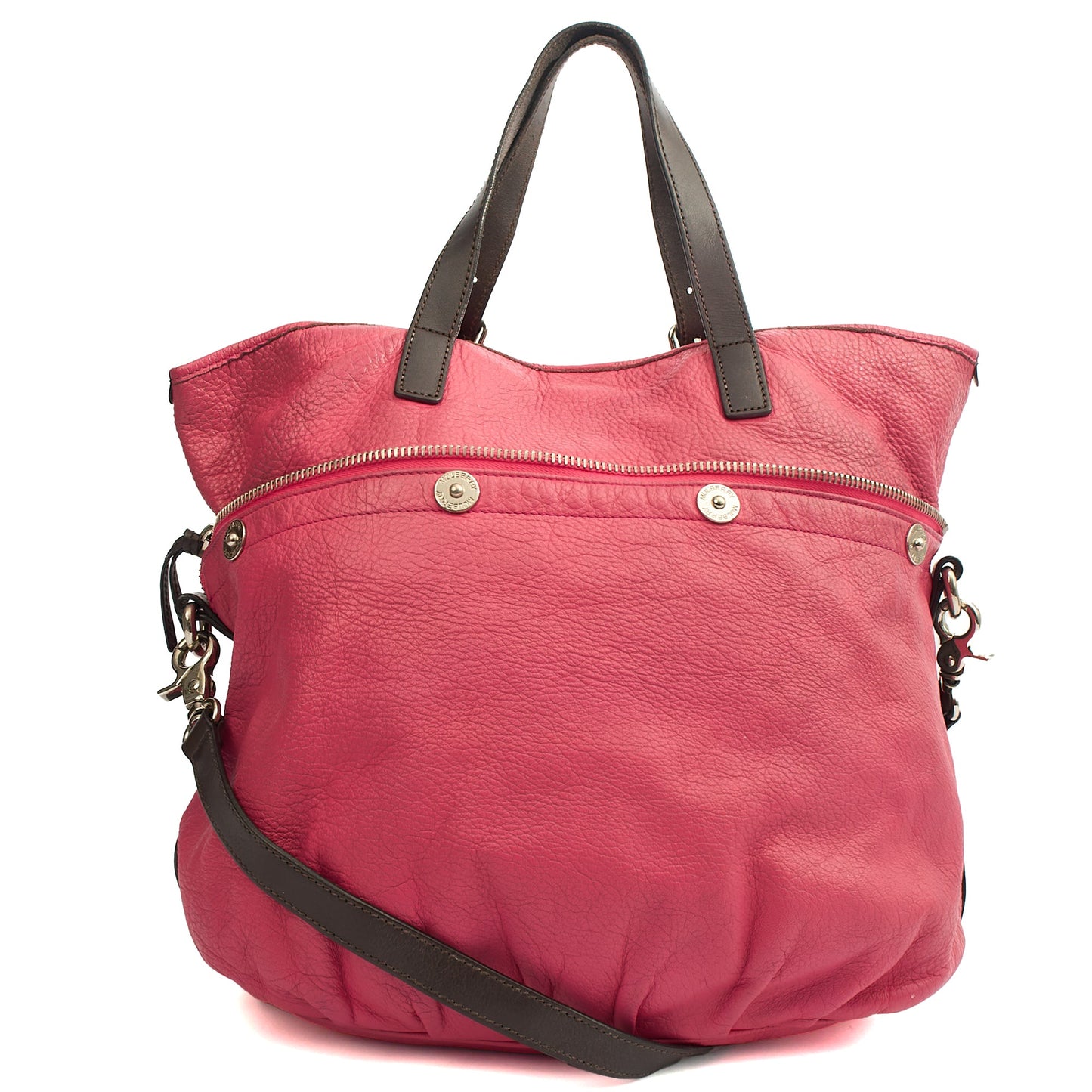 Mulberry Cross Body Mitzy Hobo in Pink, Calfskin Leather — Back View