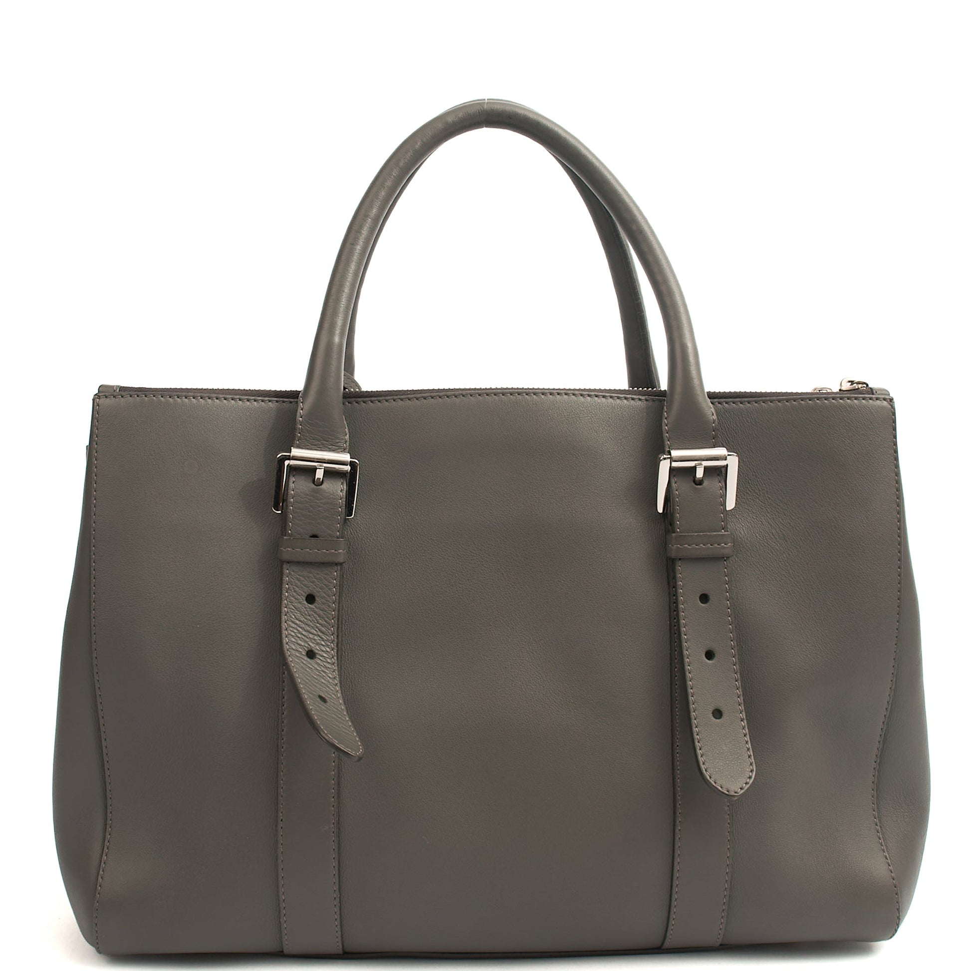Mulberry Tote Bayswater Double Zip Tote in Pavement Grey, Leather — Back View